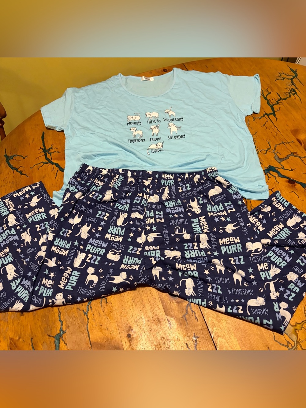 NWT Cute Cropped Sleepy Kitty PJ Set size XXL
